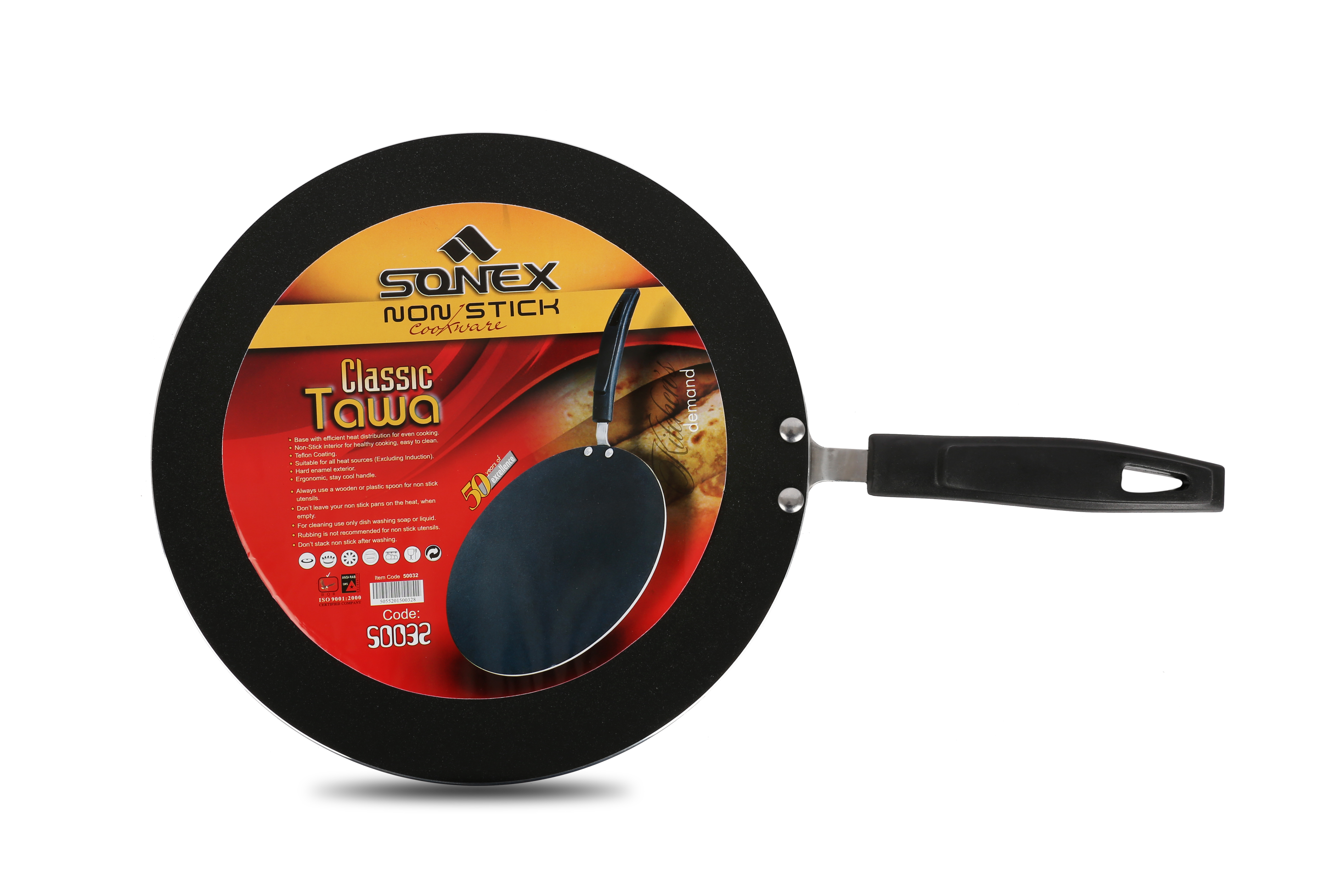 Sonex, Non Stick, Classic Tawa, 30 cm, Black